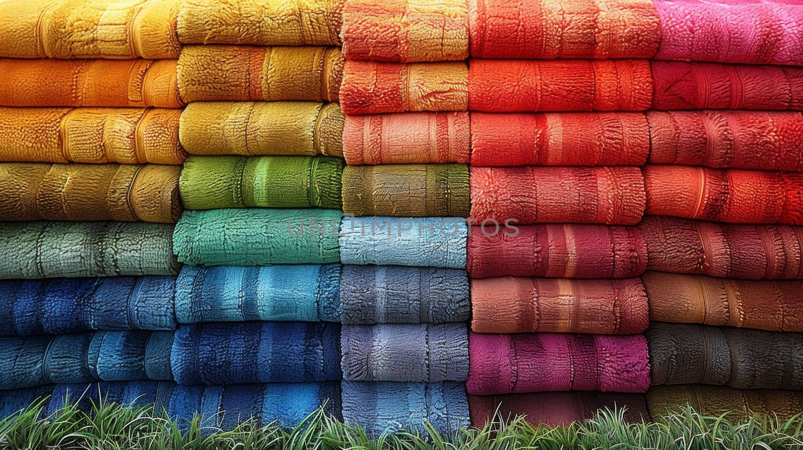 A stack of colorful towels stacked on top of each other, AI by starush
