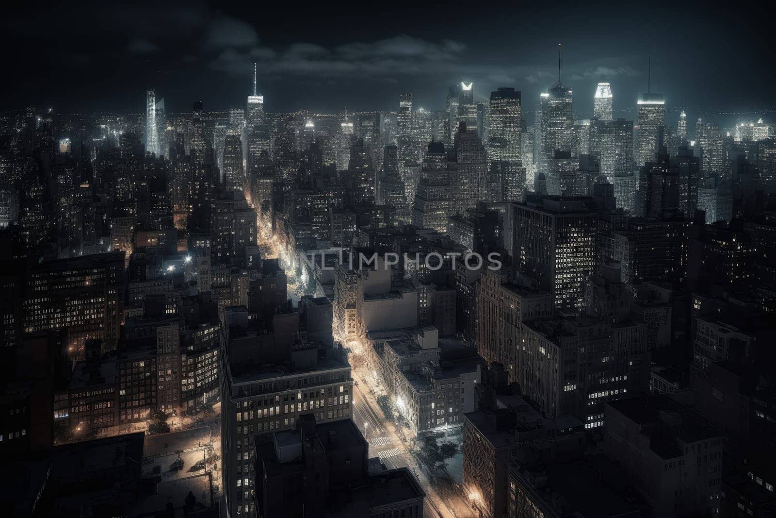 City night landscape. Modern view. Generate Ai