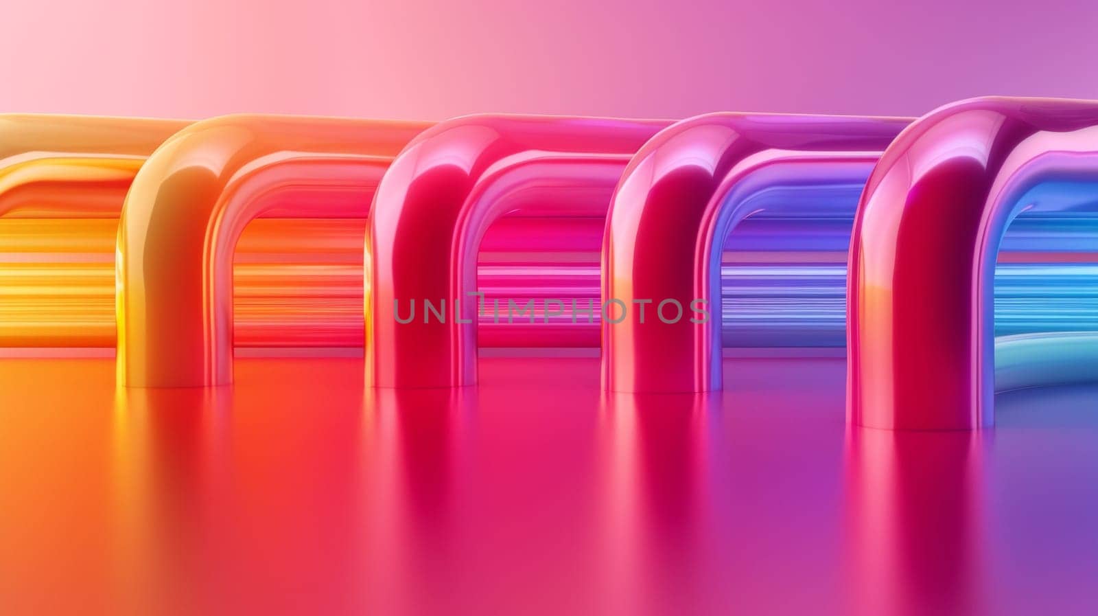 A row of colorful tubes in a line on top of each other