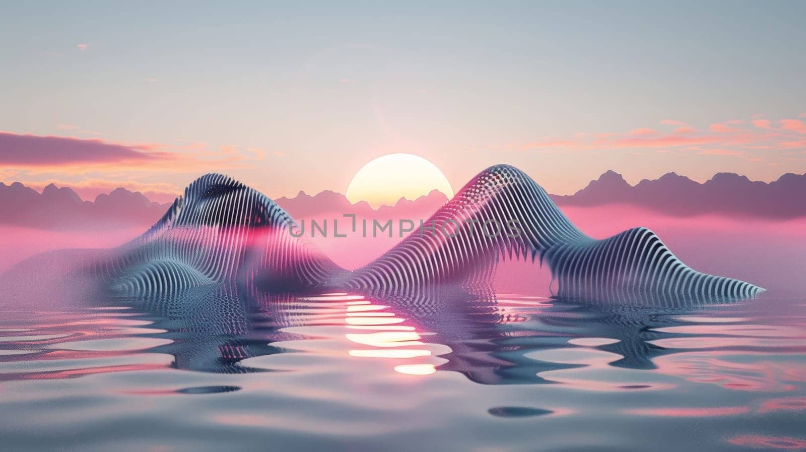 A digital image of a woman in the water with an abstract background, AI by starush