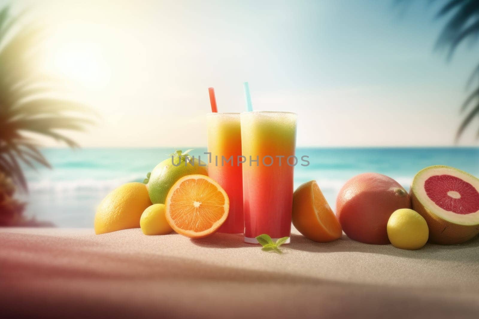 Fresh juice fruits. Generate Ai by ylivdesign