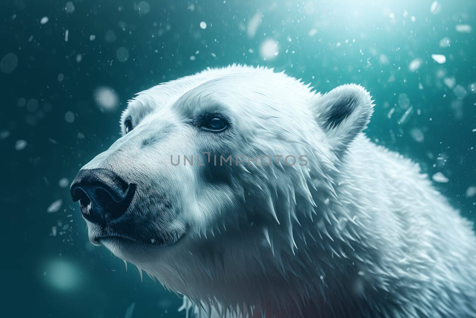 White polar bear predator. Wildlife nature. Generate Ai