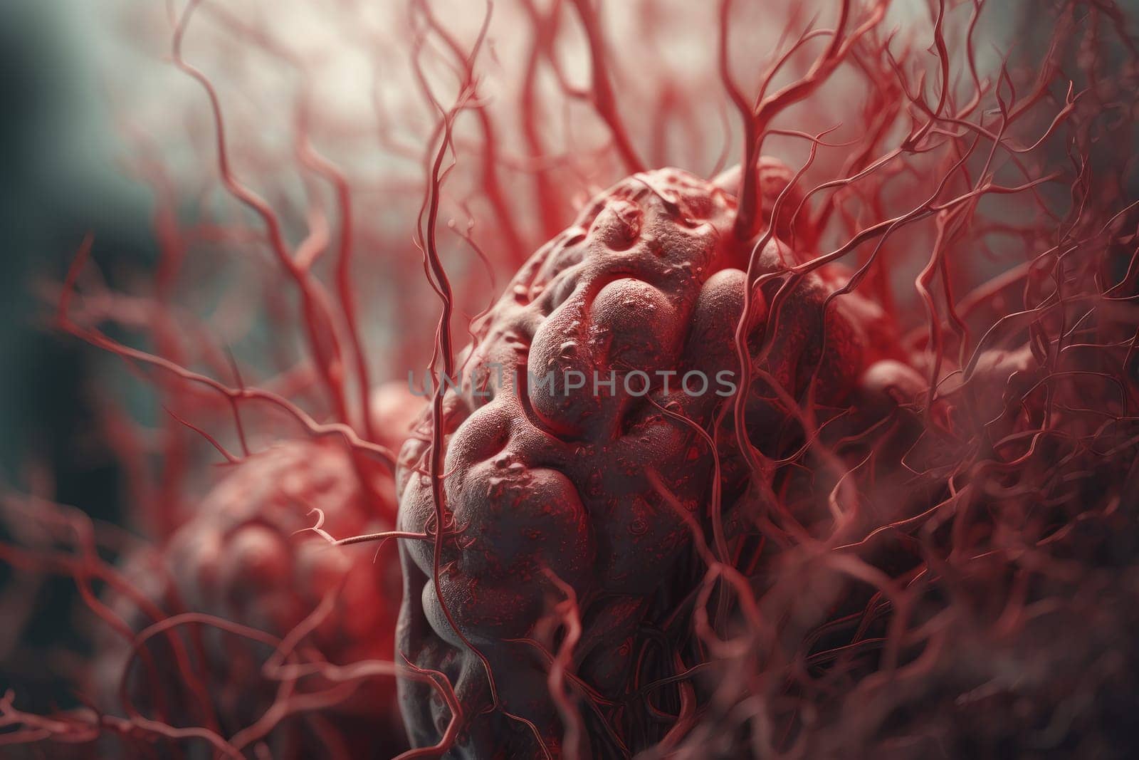 Blood vessels human brain. Generate Ai by ylivdesign