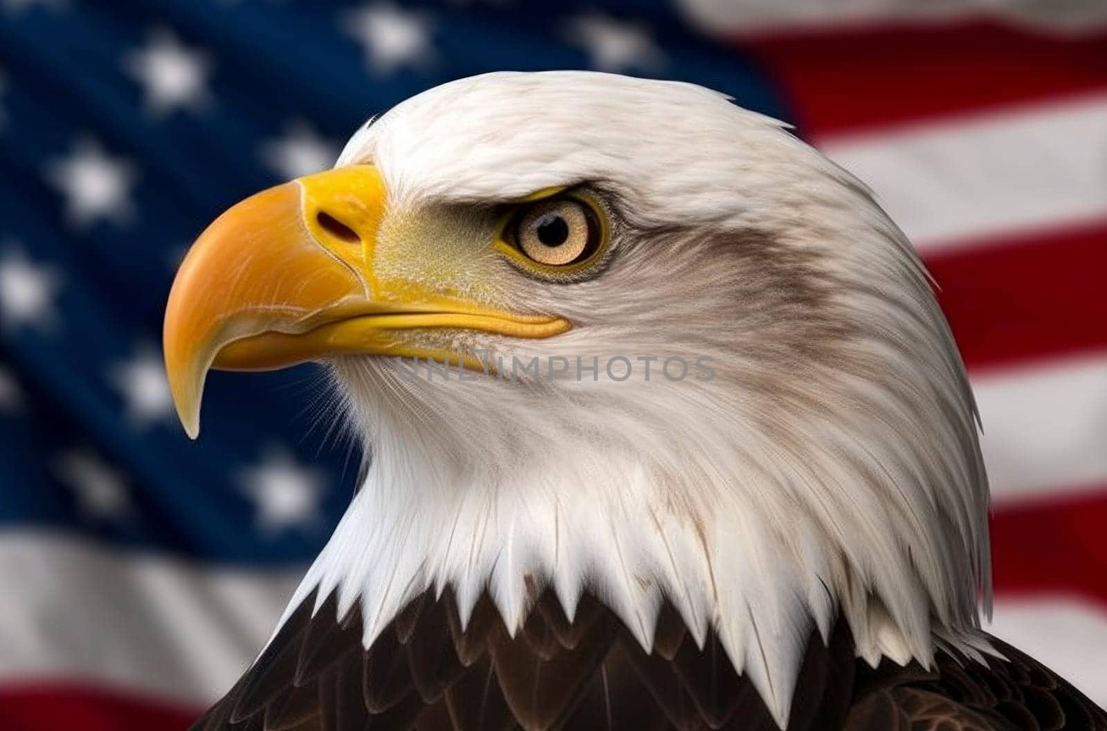 Bald eagle american flag states. Majestic stars. Generate Ai