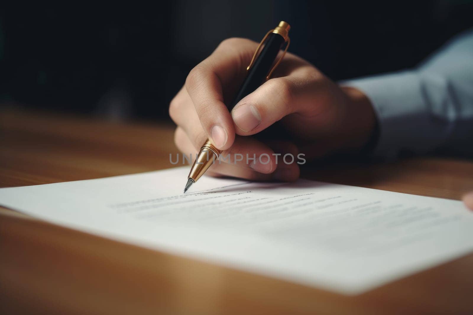 Hand signing contract. Document signature. Generate Ai