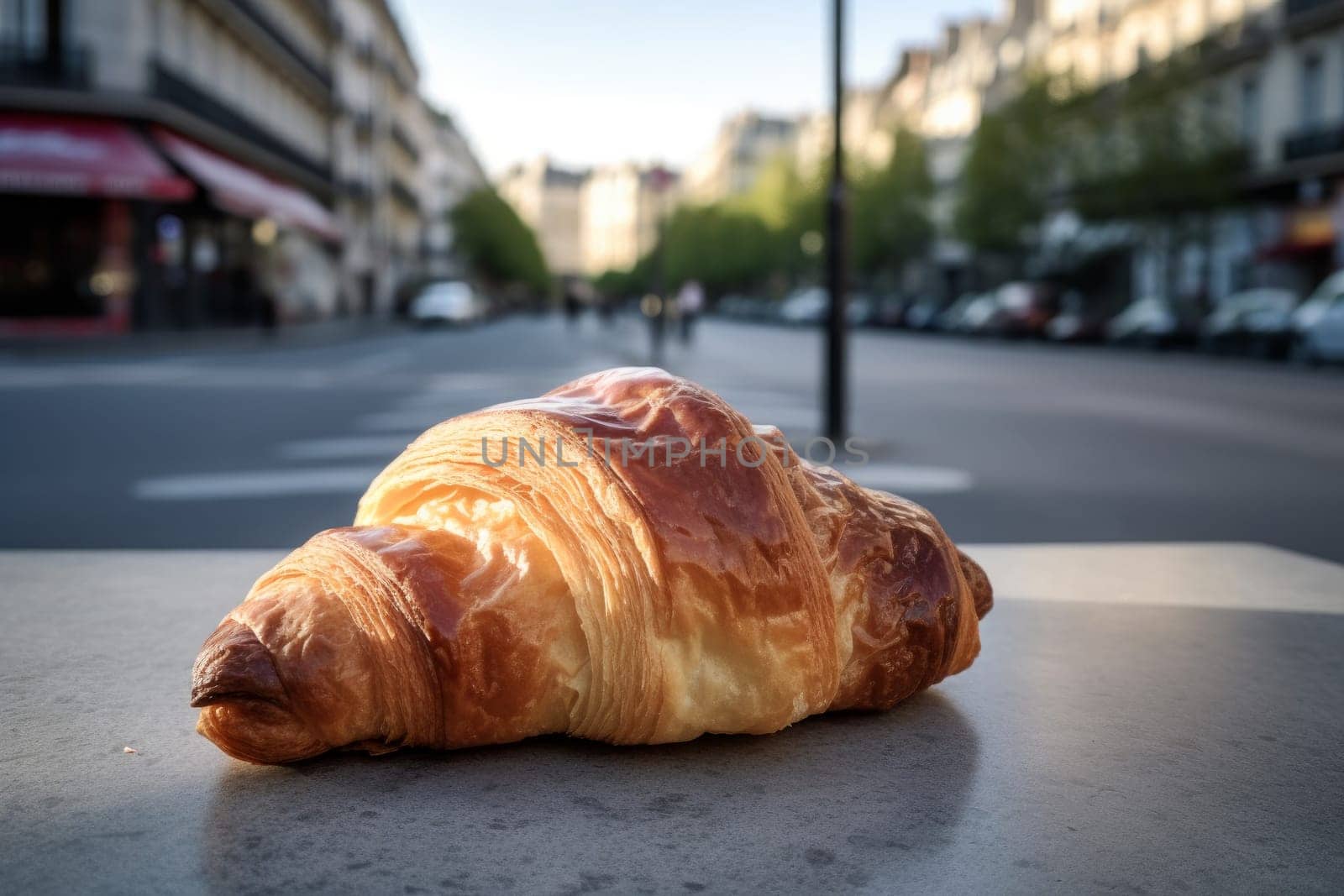 Paris croissant cafe. French butter. Generate Ai