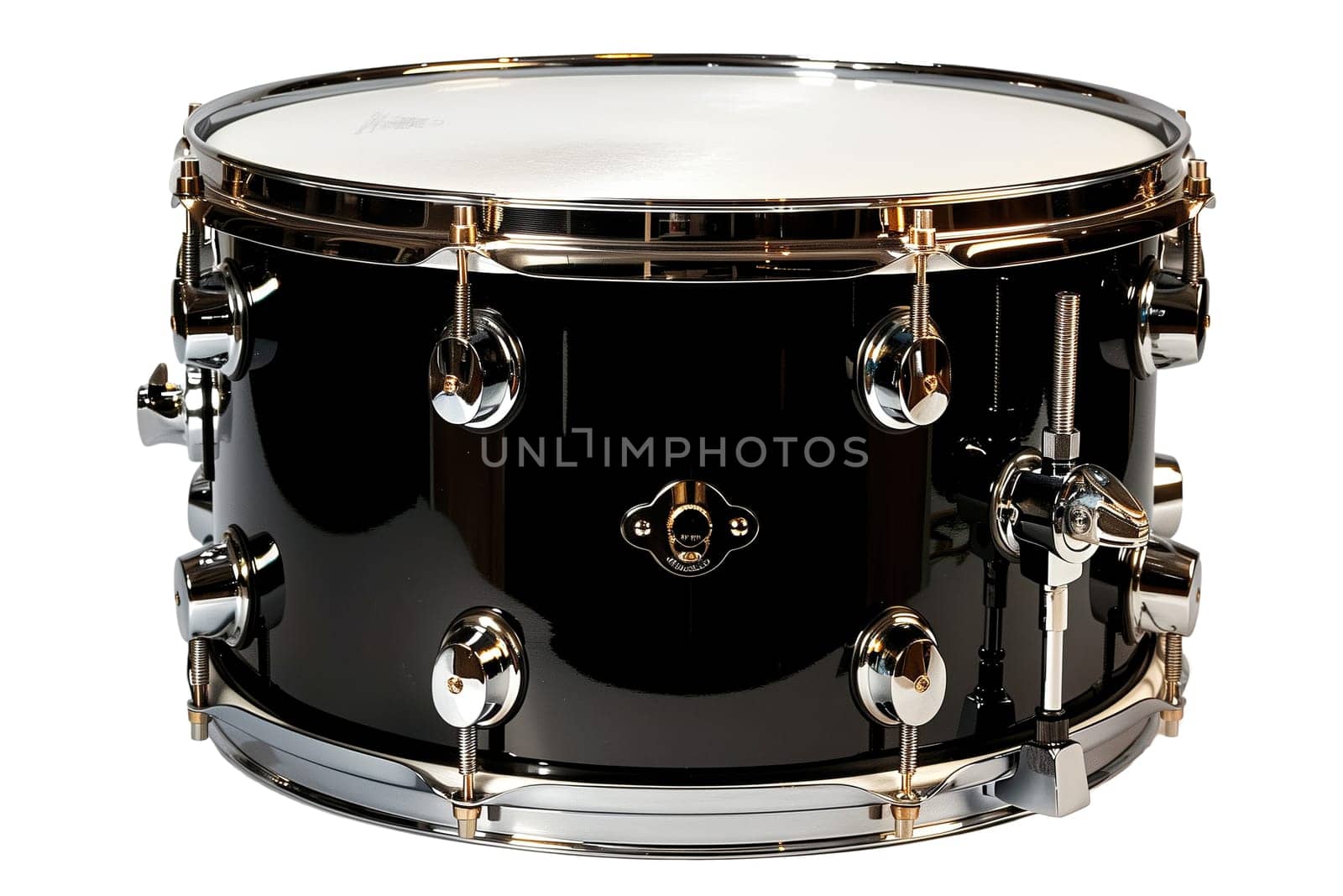 Drum snare with chrome elements and black body ai generated image