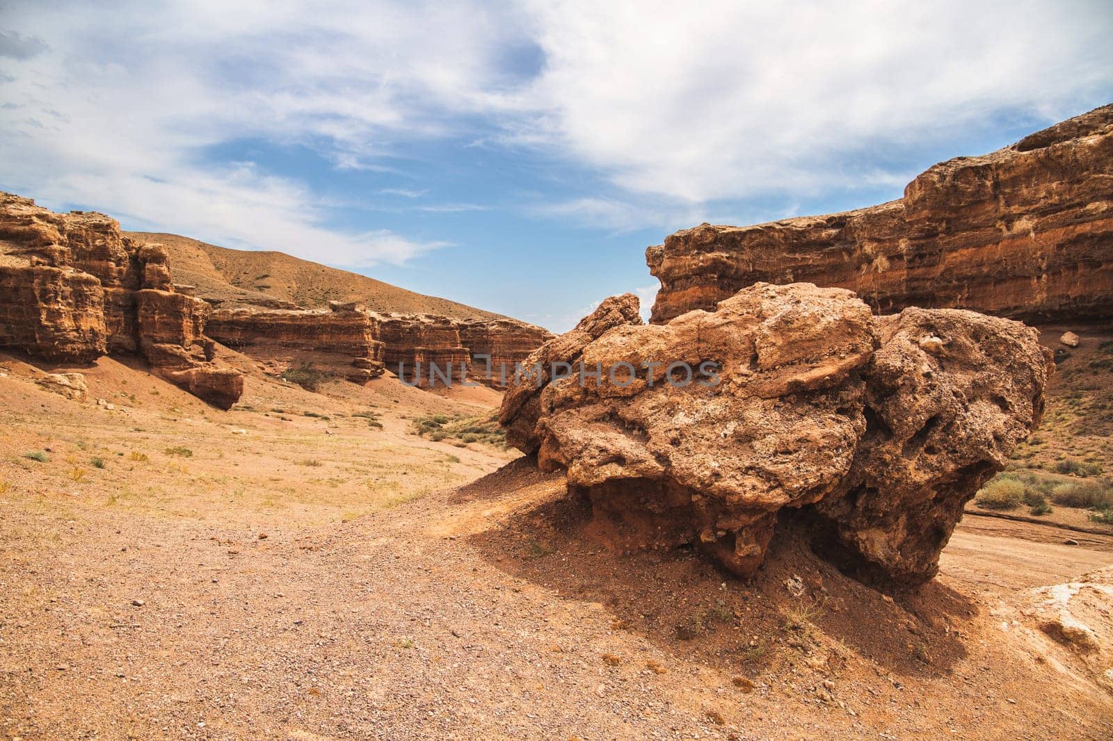 Charyn canyon in the national park of the Almaty region. Picturesque nature of South-Eastern Kazakhstan.