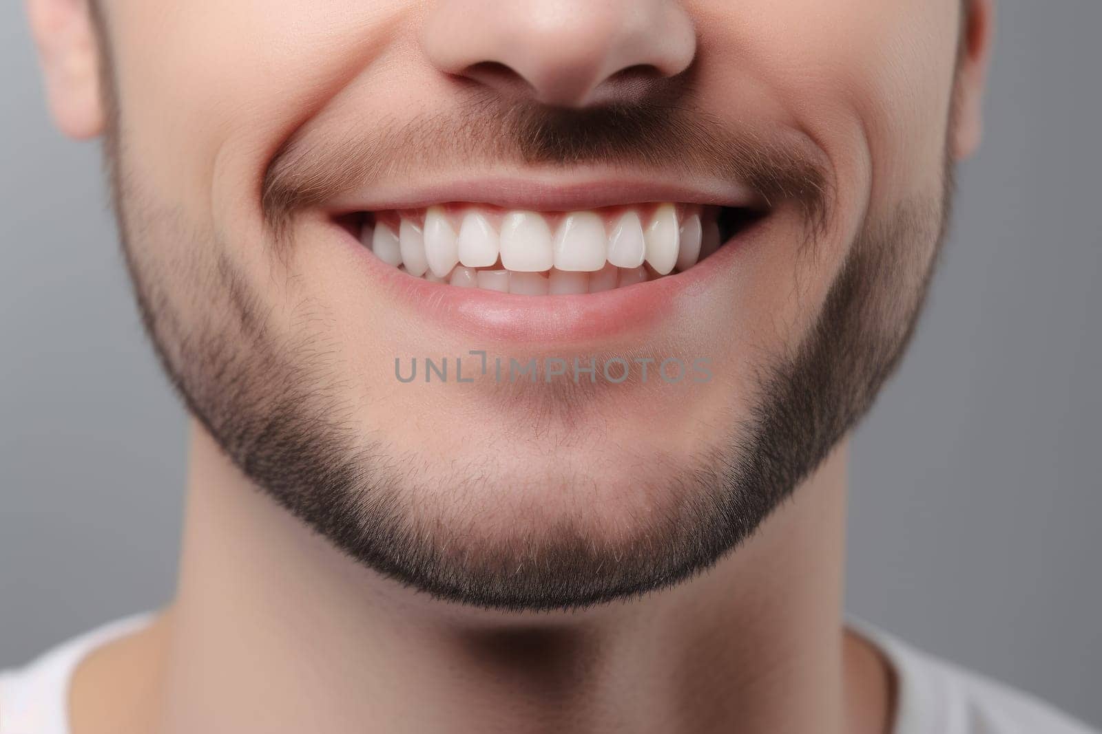 Man beautiful smile health. Generate Ai by ylivdesign