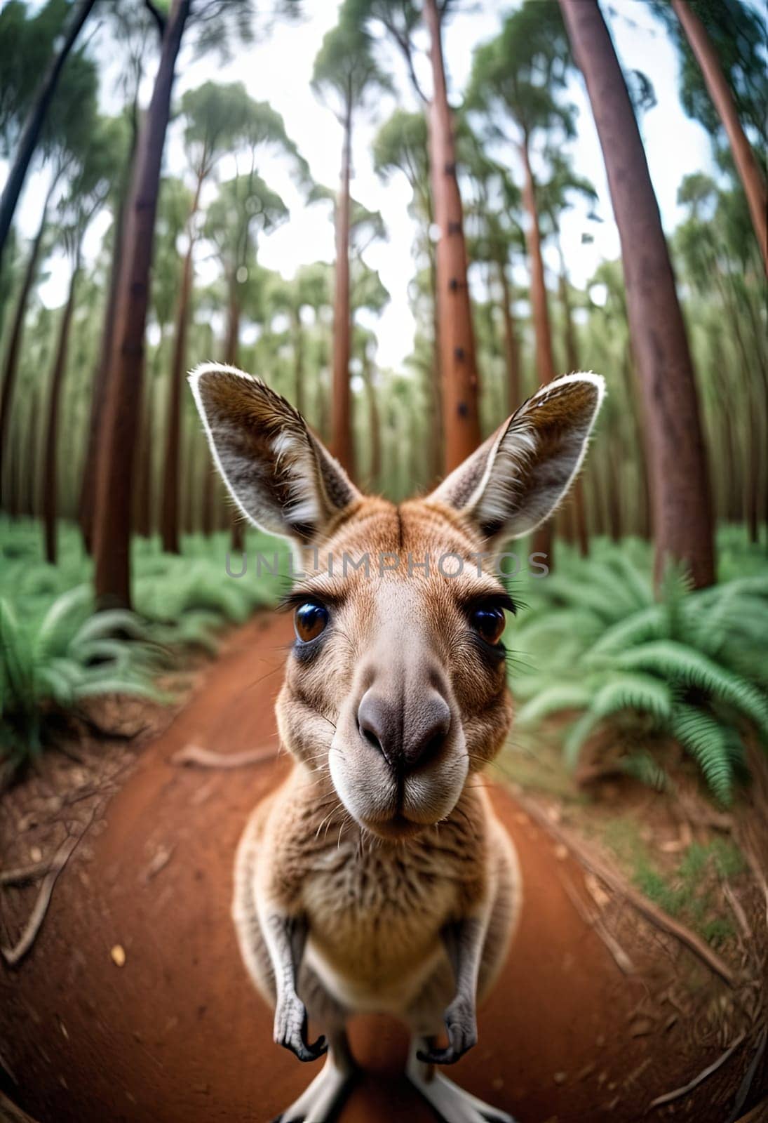 Close-up Animal in forest take selfie. interaction between wildlife and modern photography trends