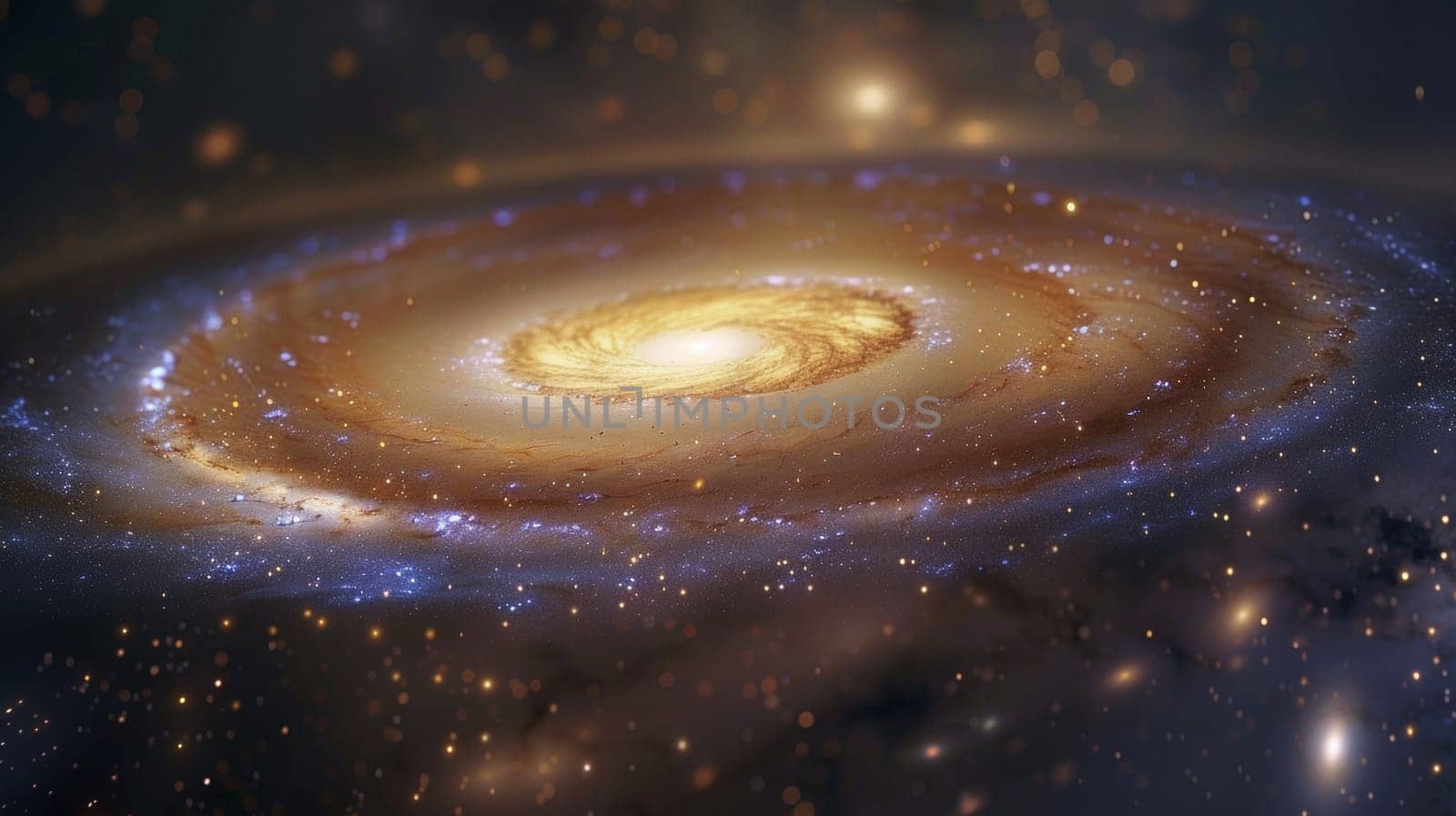 A spiral galaxy with a bright yellow center, AI by starush