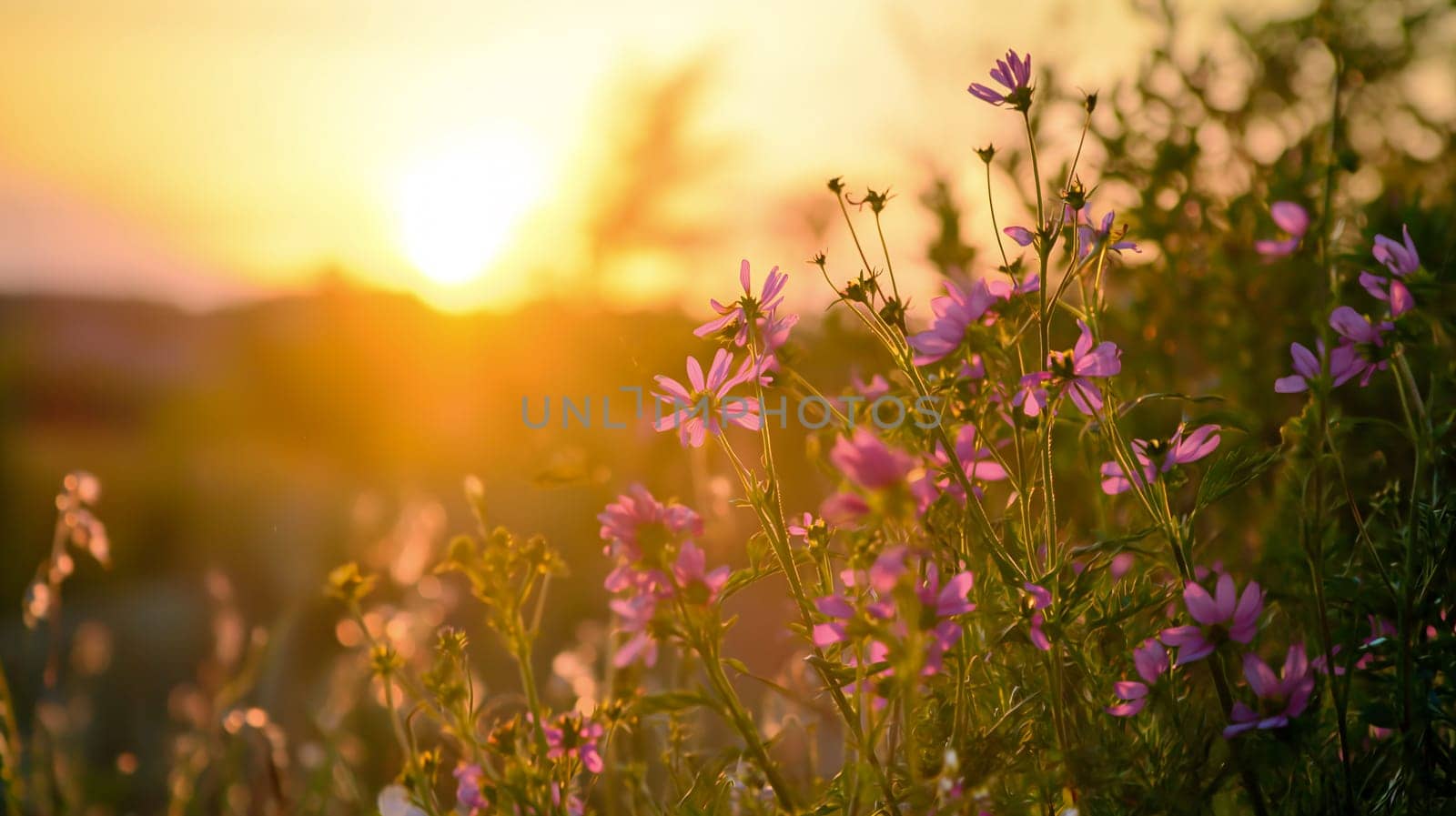 Wildflowers at Sunset in Countryside Field by chrisroll