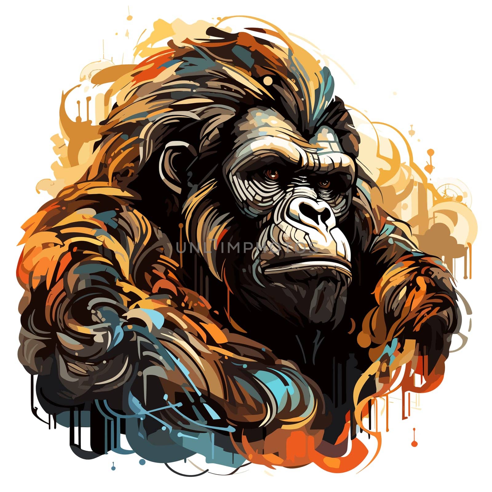 King Kong portrait. Portrait of an angry and terrified giant gorilla  by palinchak