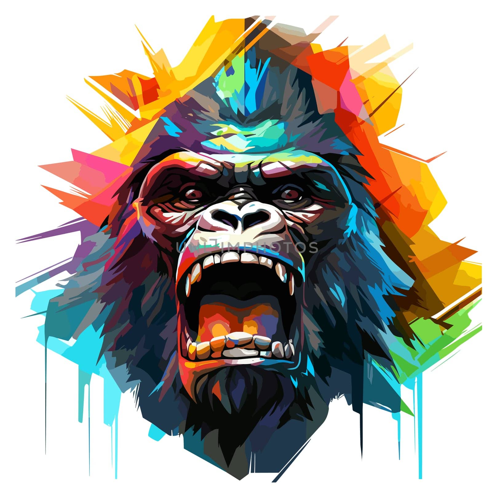 King Kong portrait. Portrait of an angry and terrified giant gorilla  by palinchak