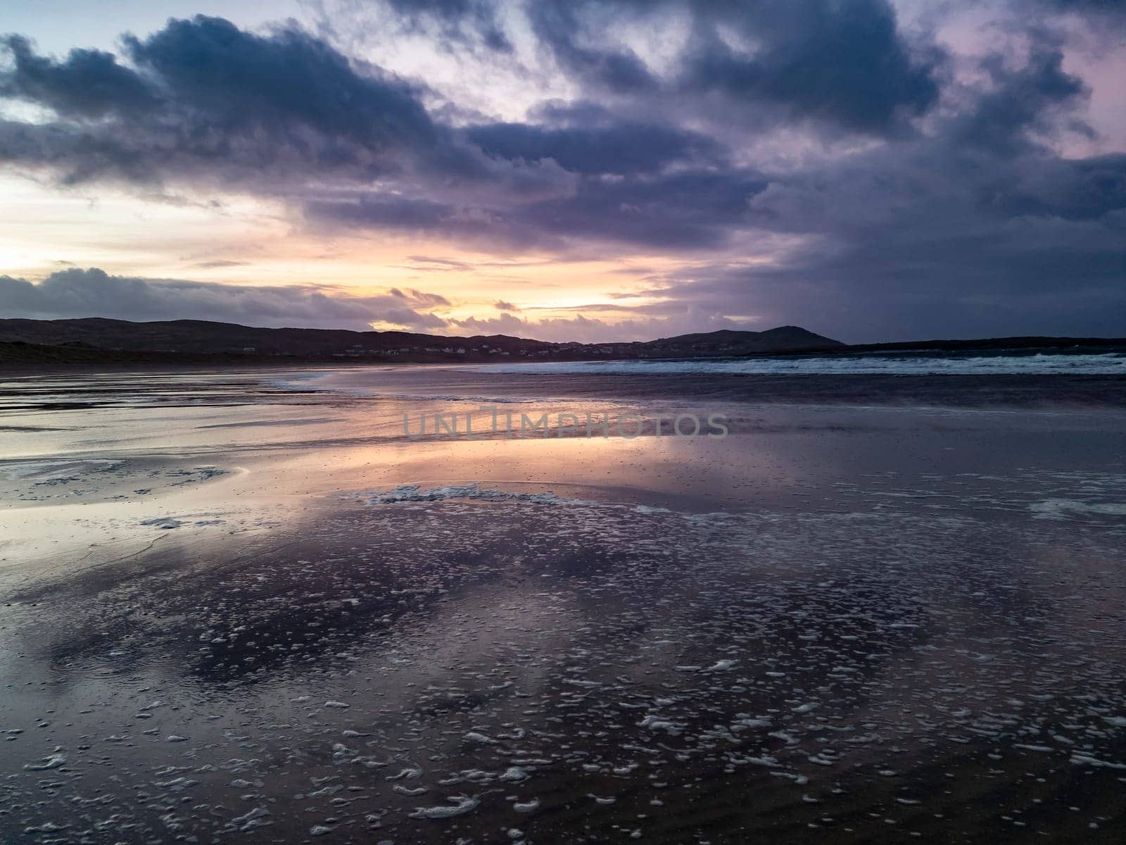 Beautiful sunset at Portnoo Narin beach in County Donegal - Ireland