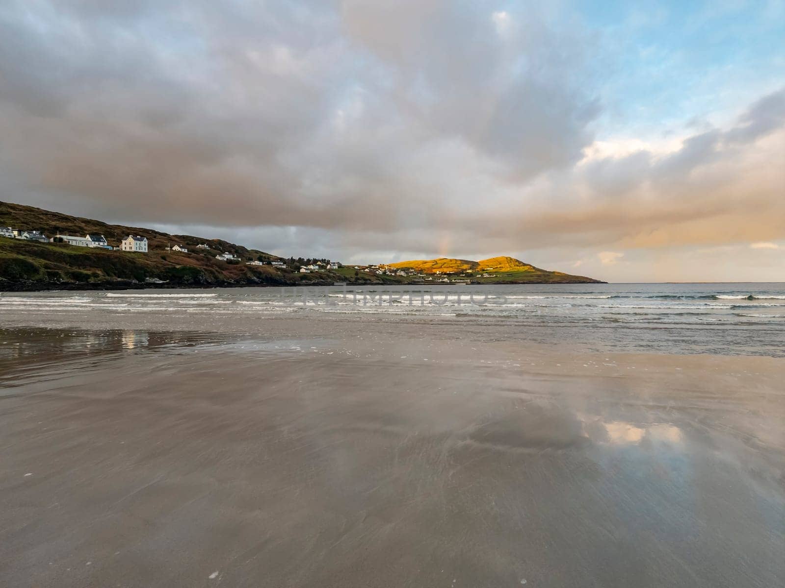 Beautiful rainbow at Portnoo Narin beach in County Donegal - Ireland