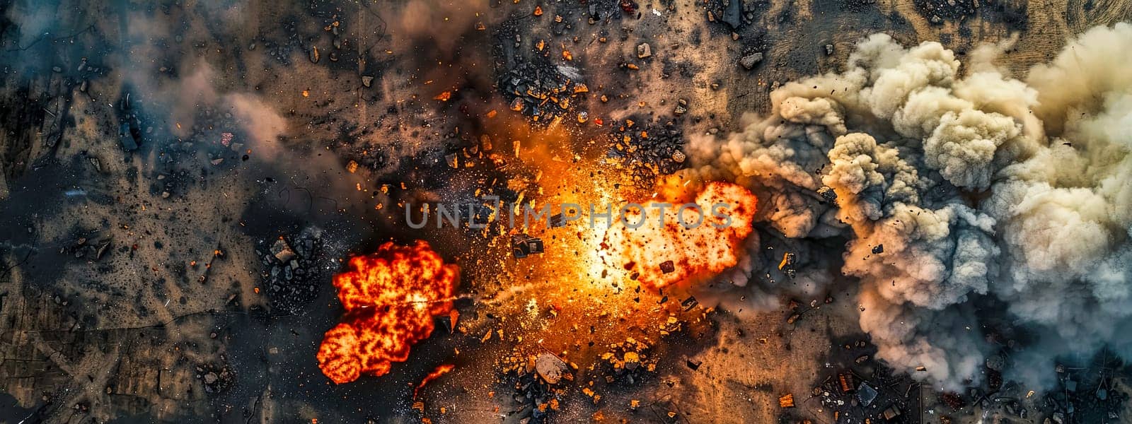 Explosive detonation on ground view from above by Edophoto