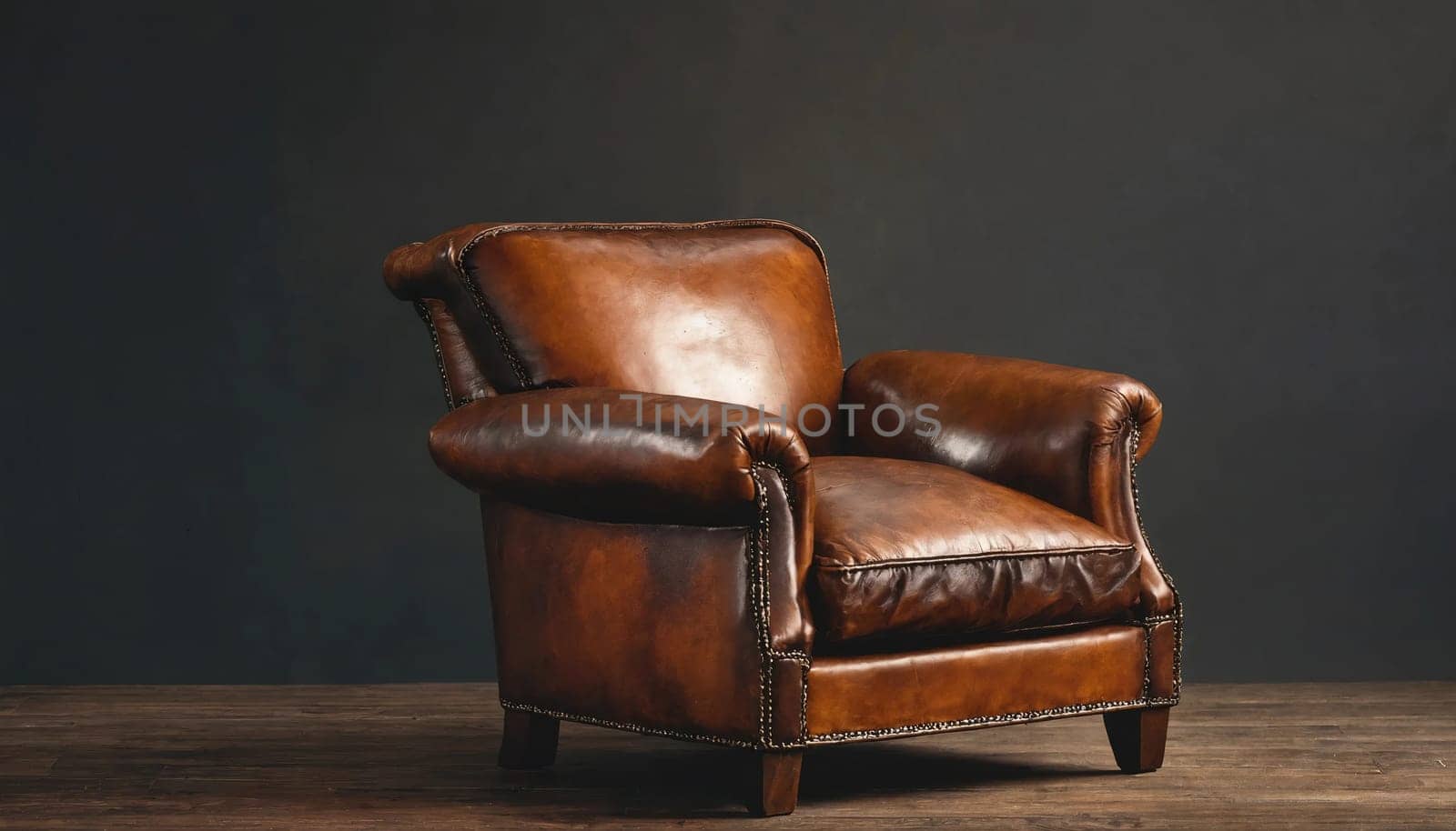 Vintage leather chair. Generative AI. High quality photo