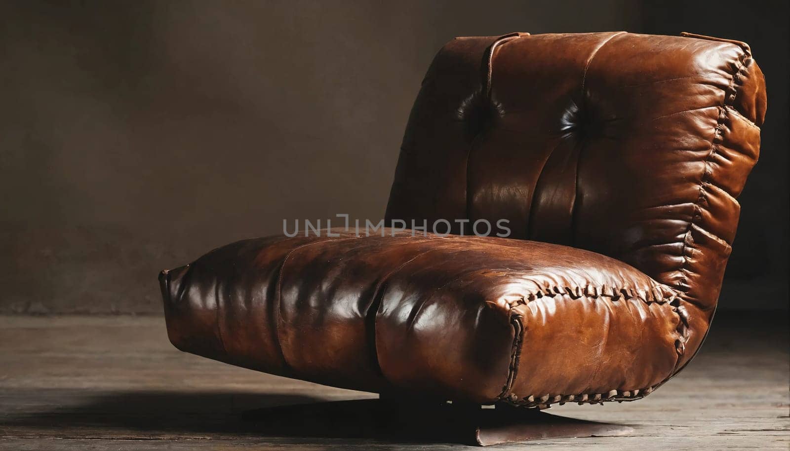 Vintage leather chair. Generative AI by gordiza