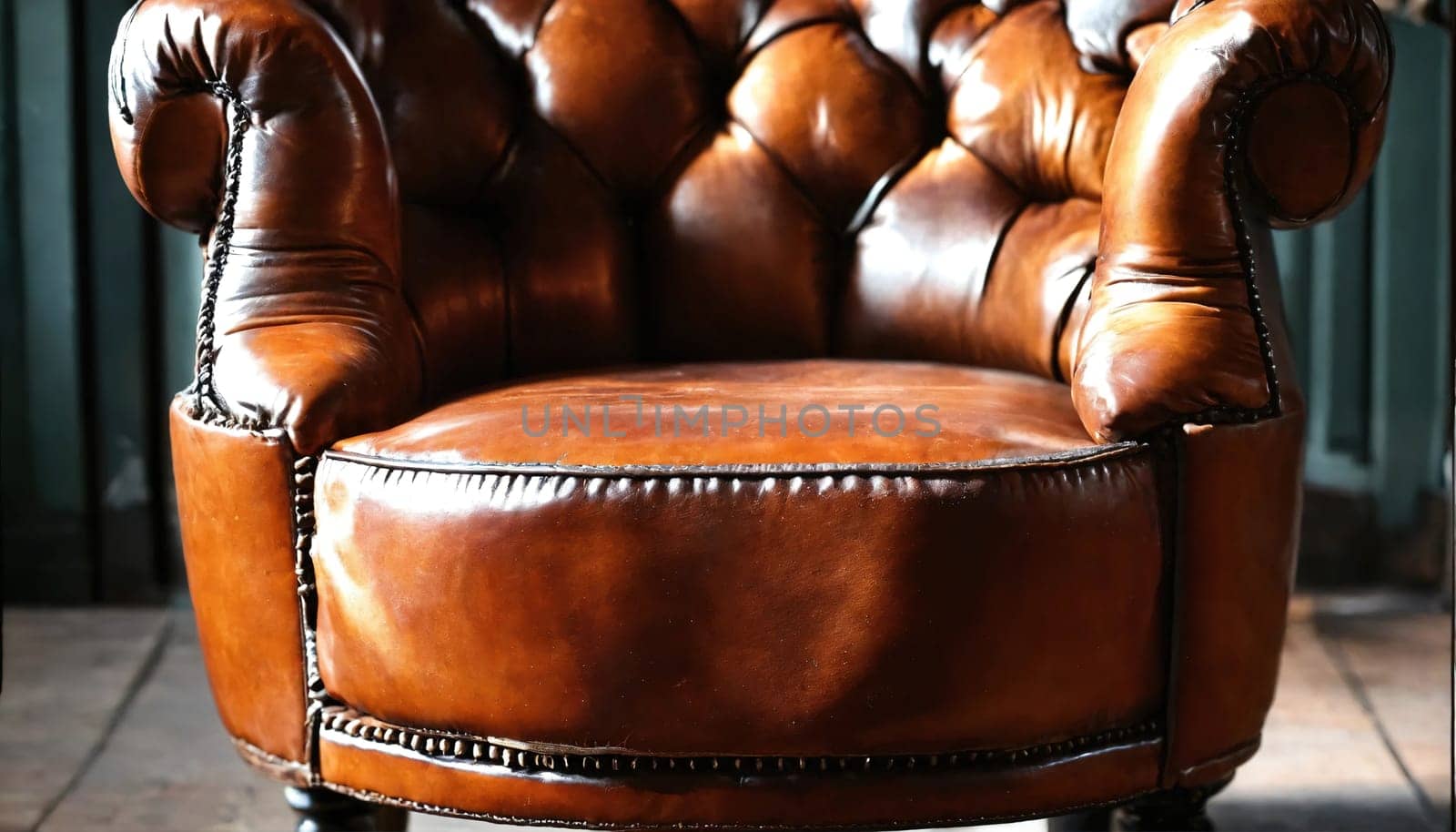 Vintage leather chair. Generative AI. High quality photo