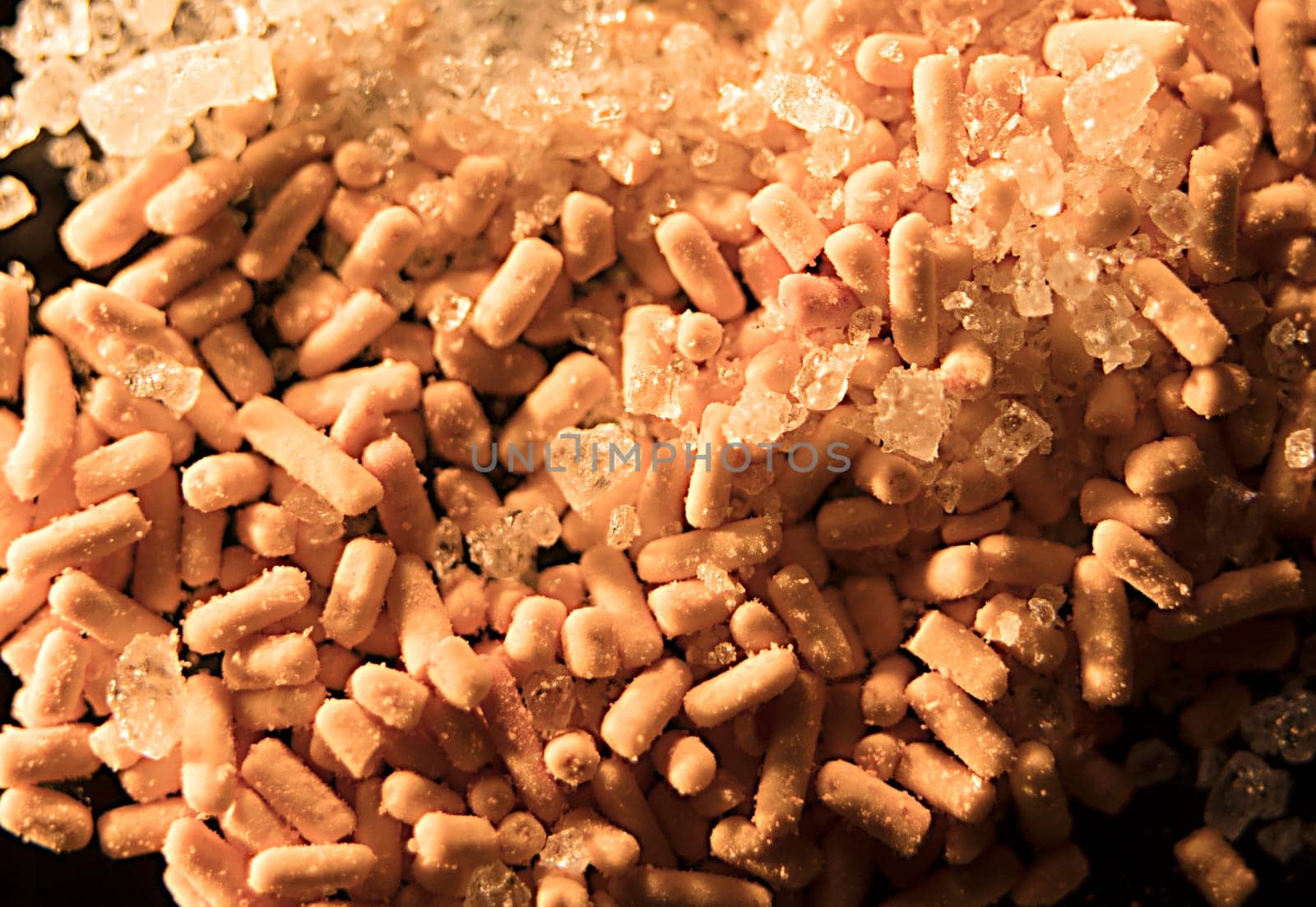 Macro view of thermophilic yeast with crystallic sugar