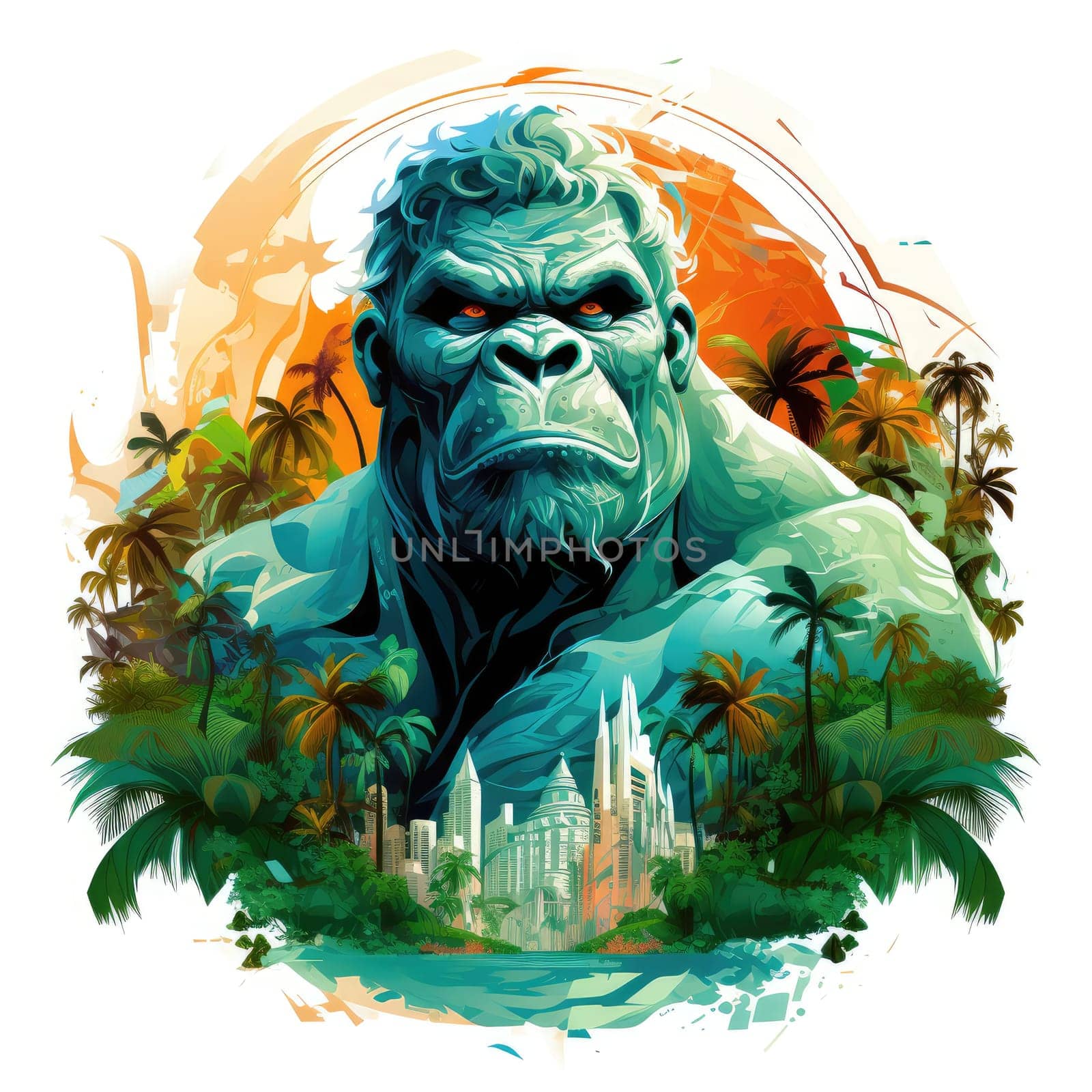 King Kong against a tropical background.  by palinchak