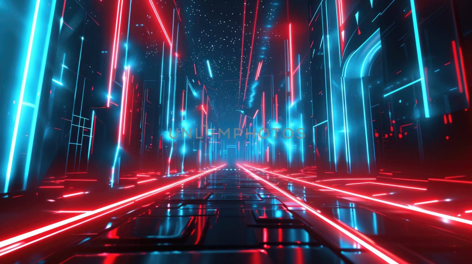 Futuristic Neon Light Corridor Illustration. Resplendent. by biancoblue