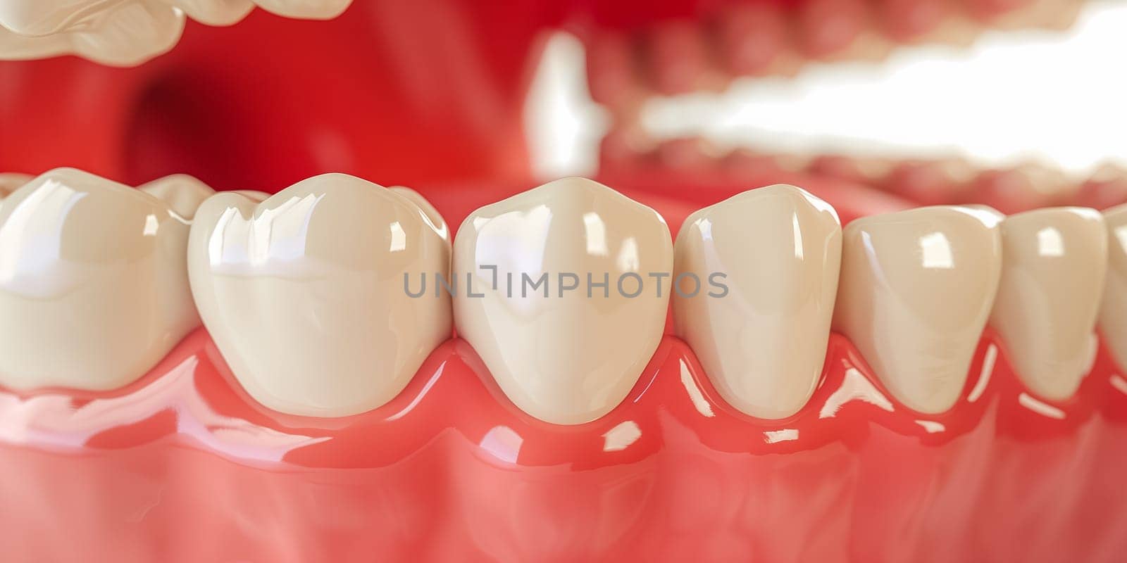 Close up of healthy teeth. Medically accurate 3D illustration of dental concept. 3D rendering
