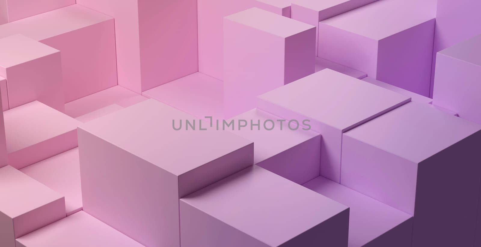 3D render of cubes in perspective for gradient background. Abstract geometric.