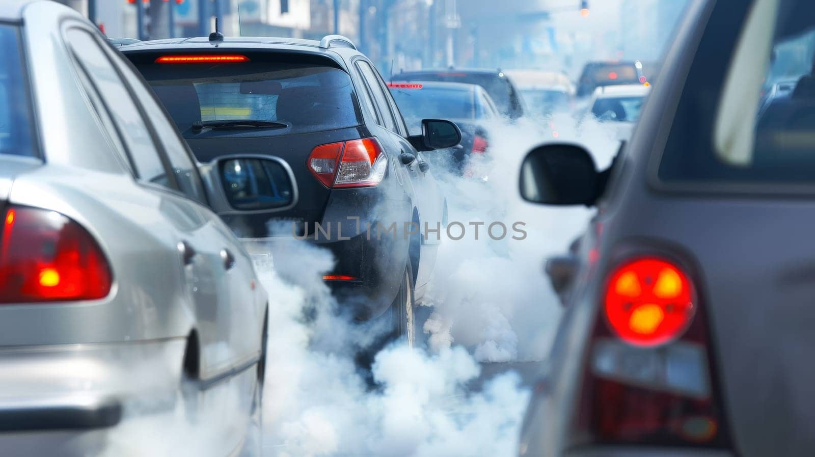 combustion fumes coming out of car exhaust pipe, exhaust fumes come out of the car on the road.