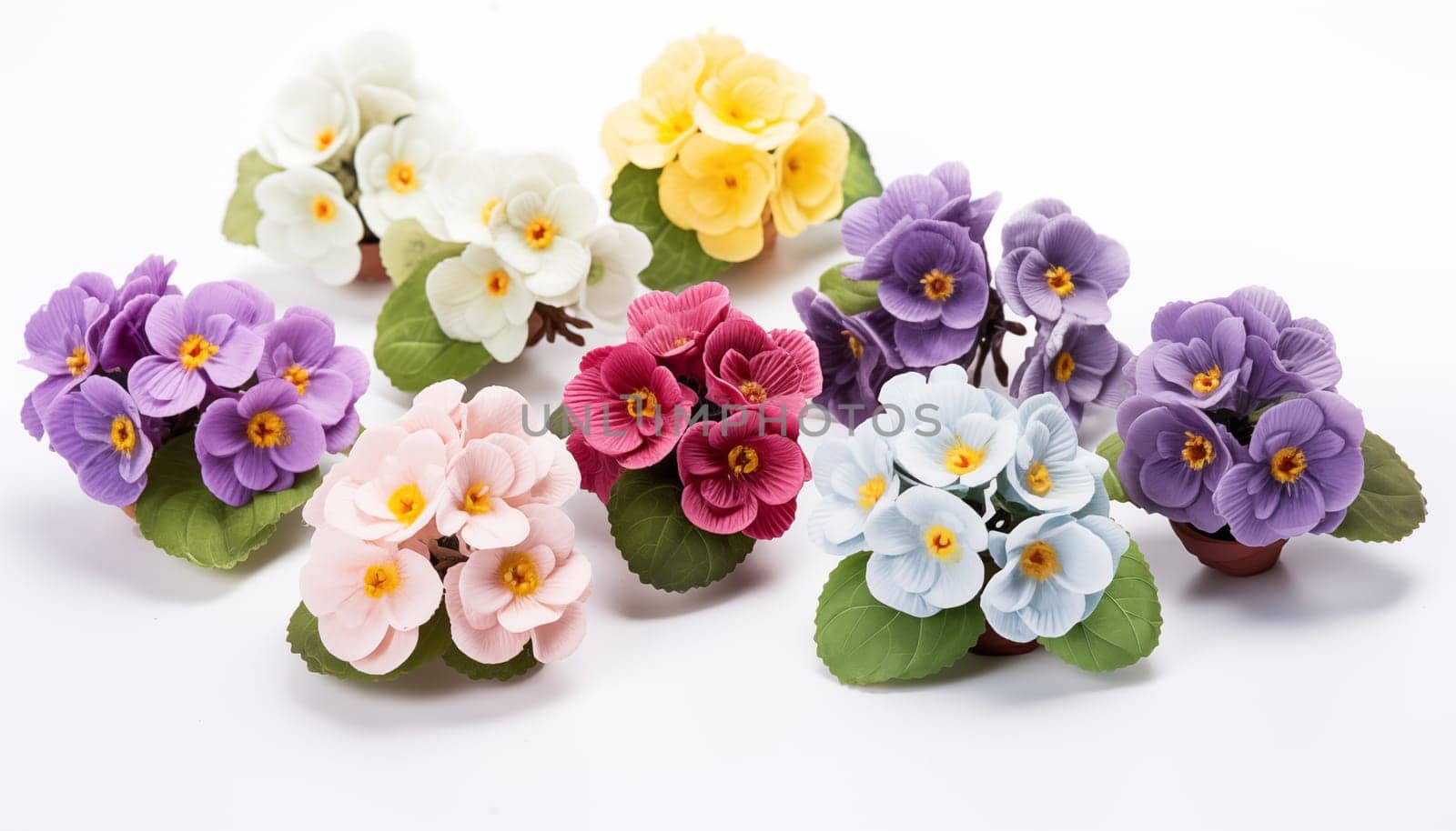 African Violets, isolated, white background. by Nadtochiy