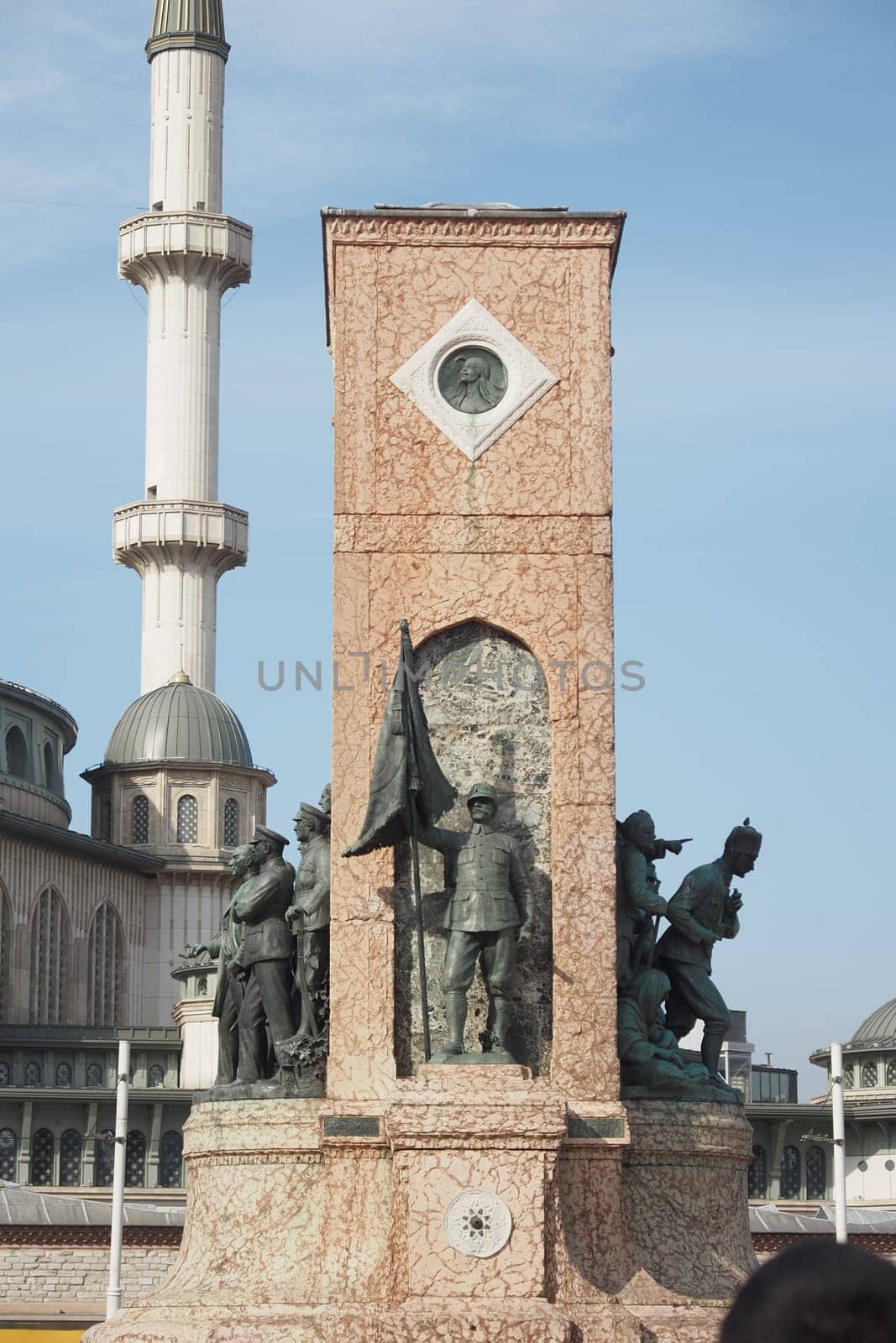 turkey Istanbul 12 may 2023. Taksim Square with Taksim Mousque at the background.