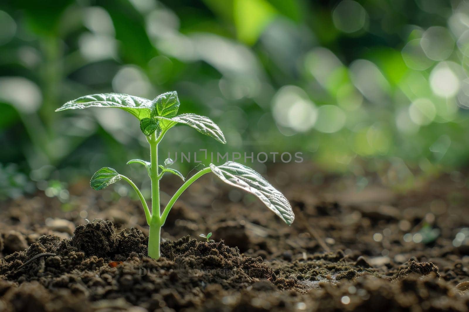 Young growing sprout with several leaves.ai generative.