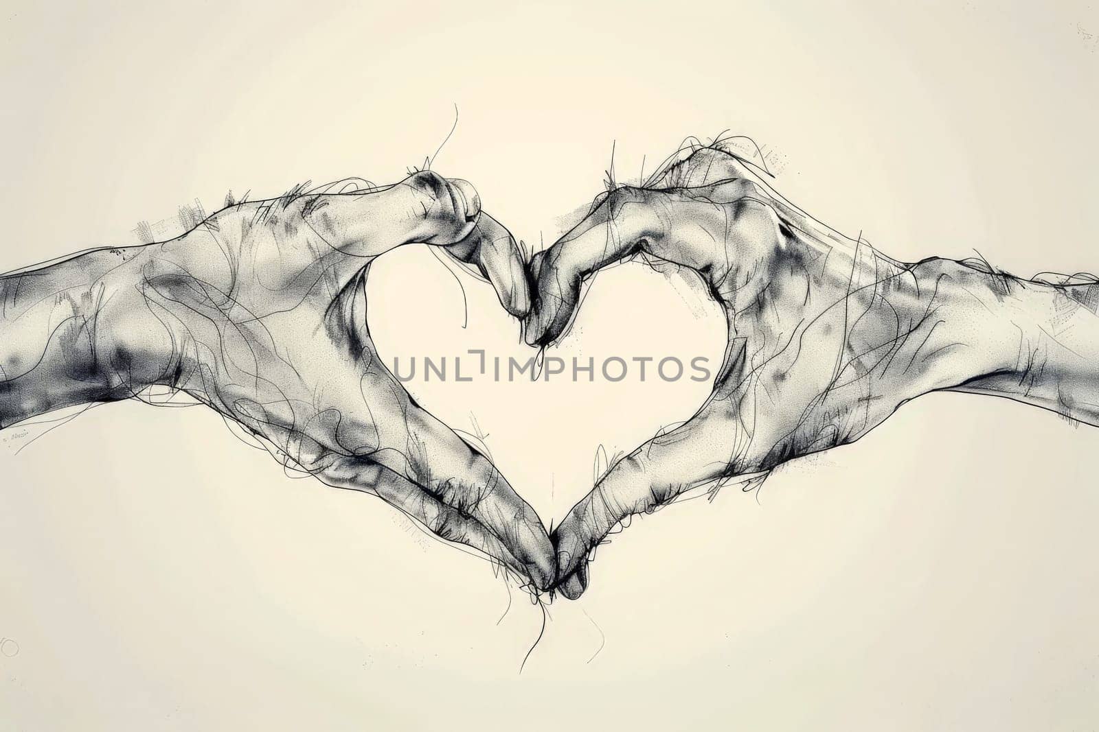 Diverse hands forming a heart shape together, symbolizing unity and love. AI generative.