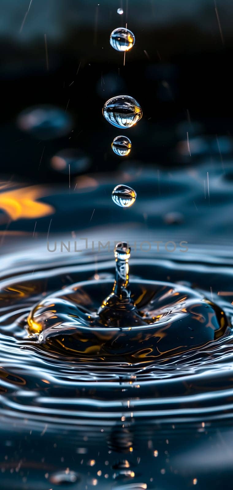 Water Droplet and Ripples Close-up. Neural network generated image. Not based on any actual scene or pattern.