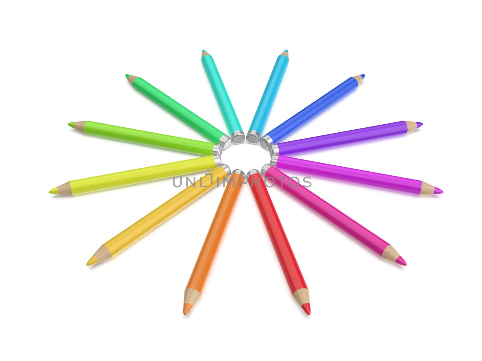 Colorful eye pencils on white background