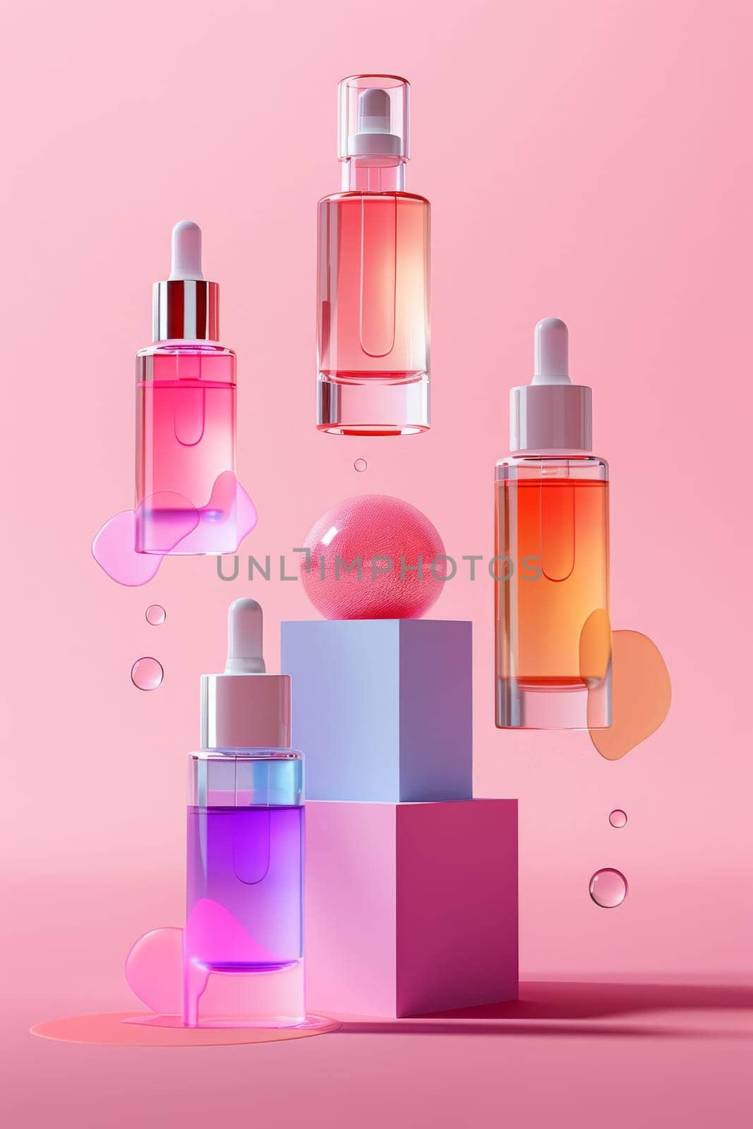 Mockup Empty skin care serum bottle for advertising. Cosmetic concept. Generative AI.