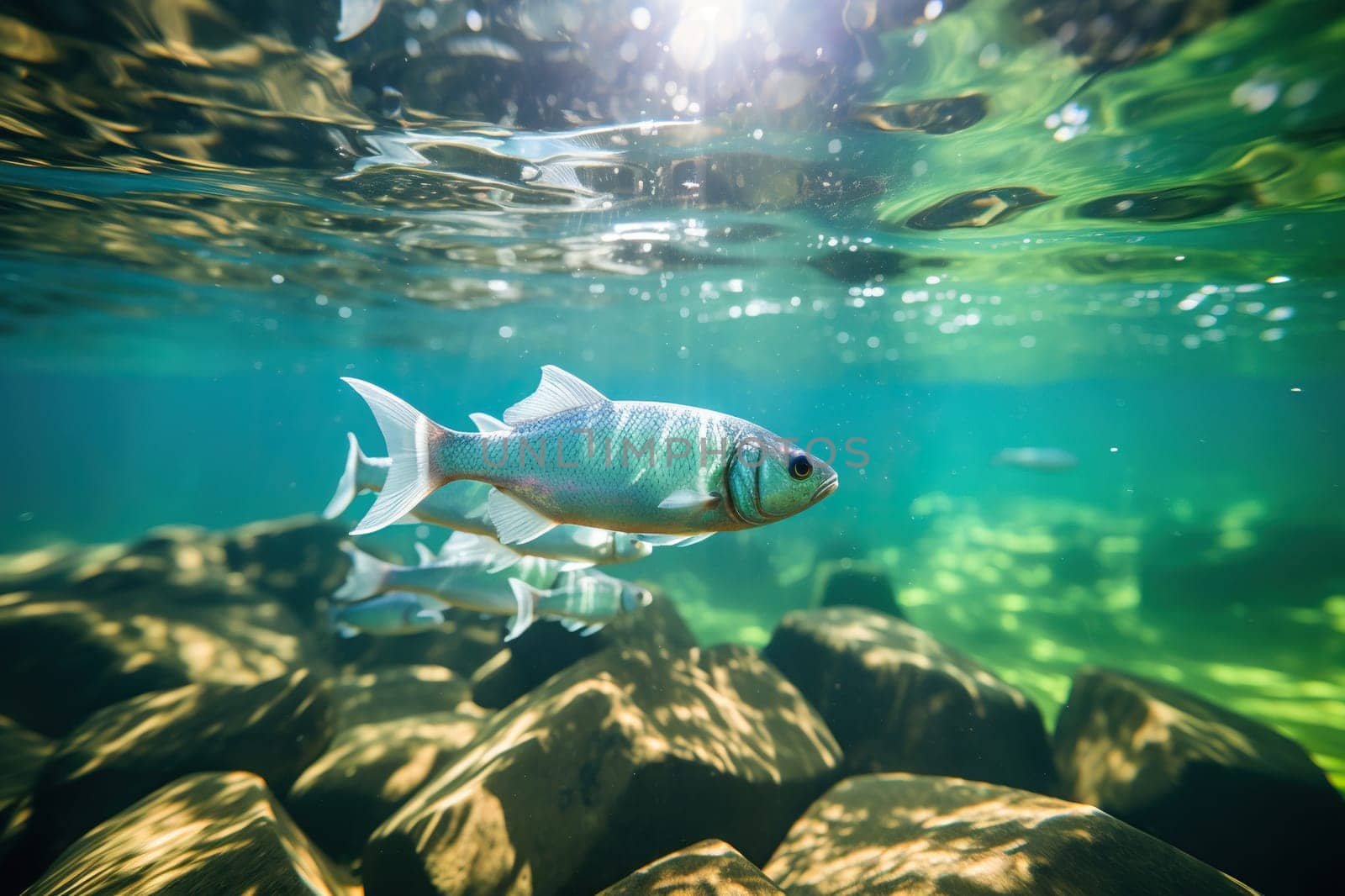 Photo of exotic fish swimming in an aquarium.