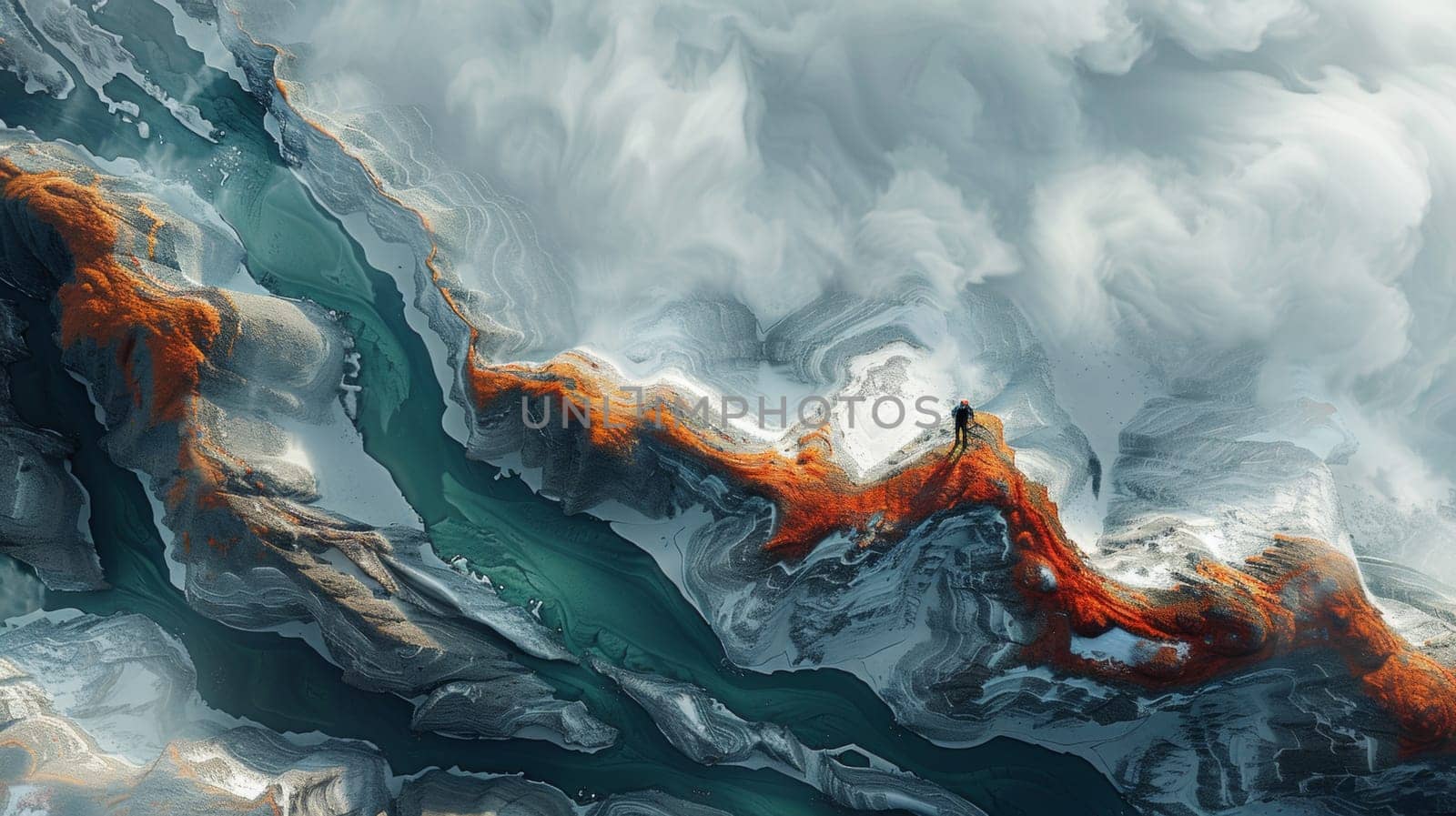 A close up of a painting that looks like it is underwater, AI by starush