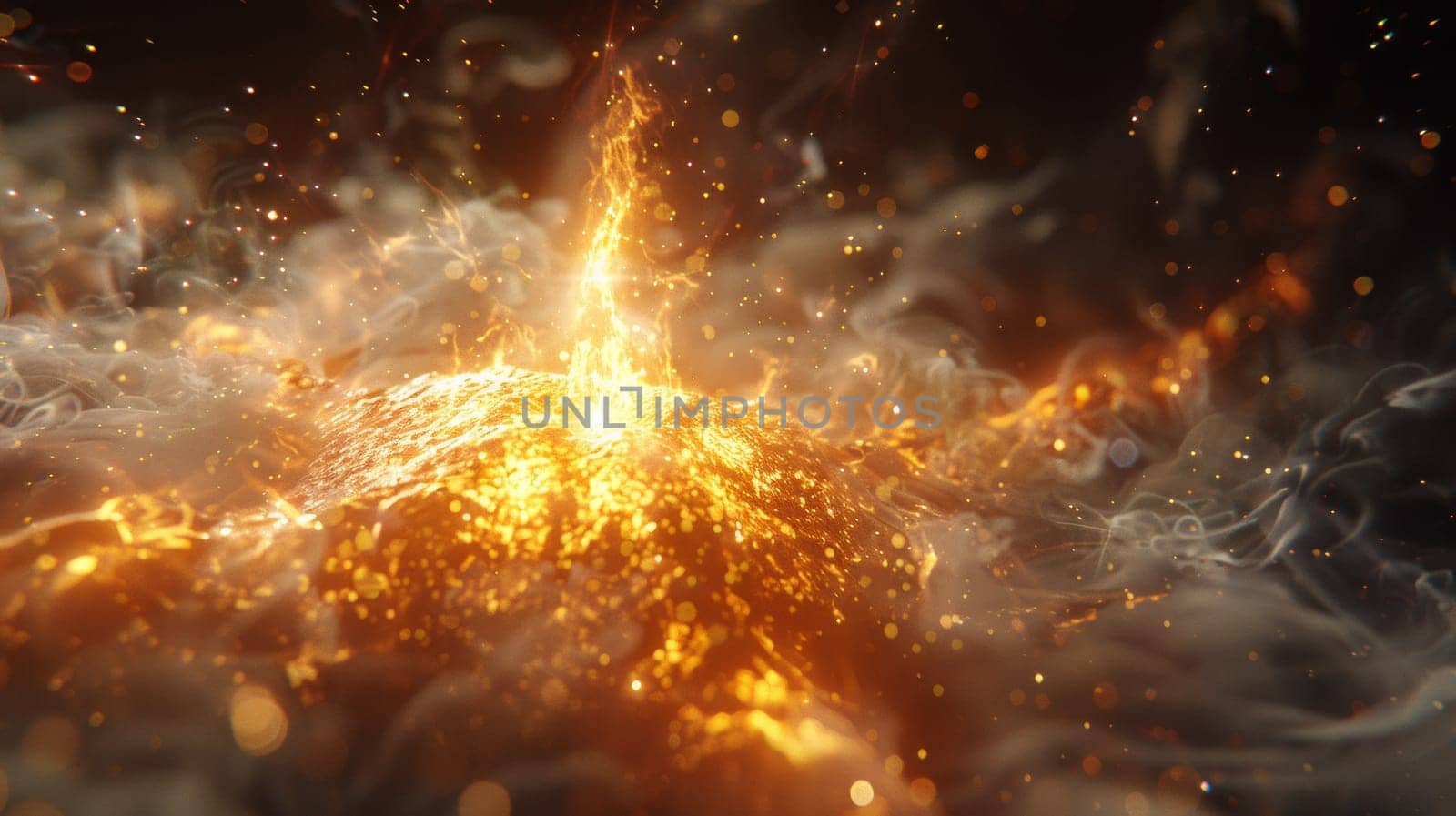 A close up of a fire ball with sparks flying out, AI by starush