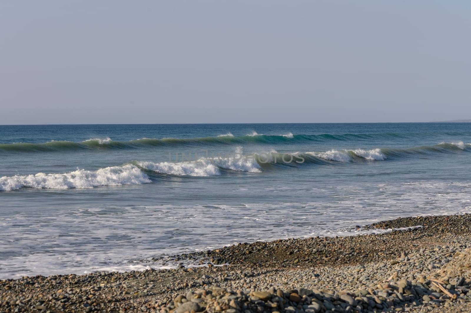 evening on the Mediterranean sea beach waves 12