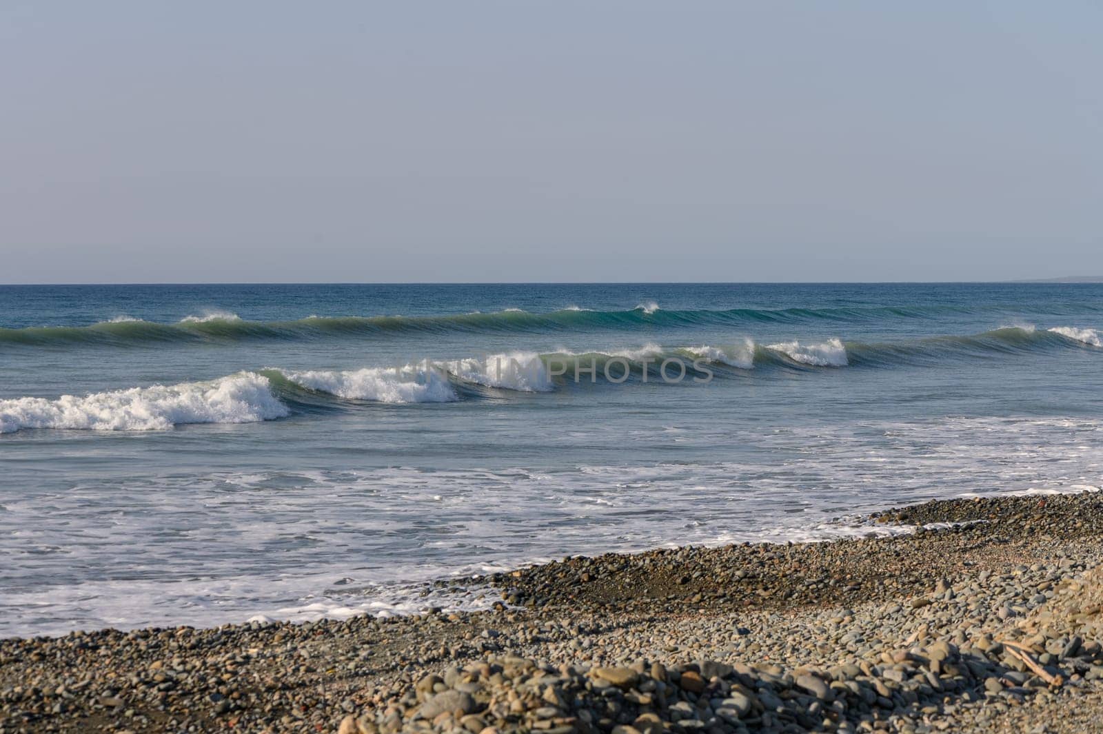 evening on the Mediterranean sea beach waves 11