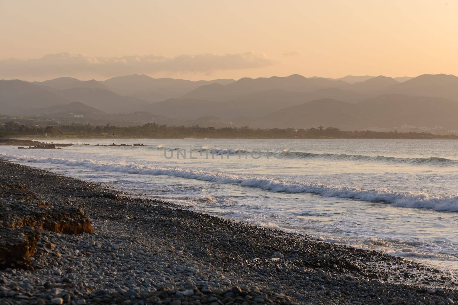 evening on the Mediterranean sea beach waves