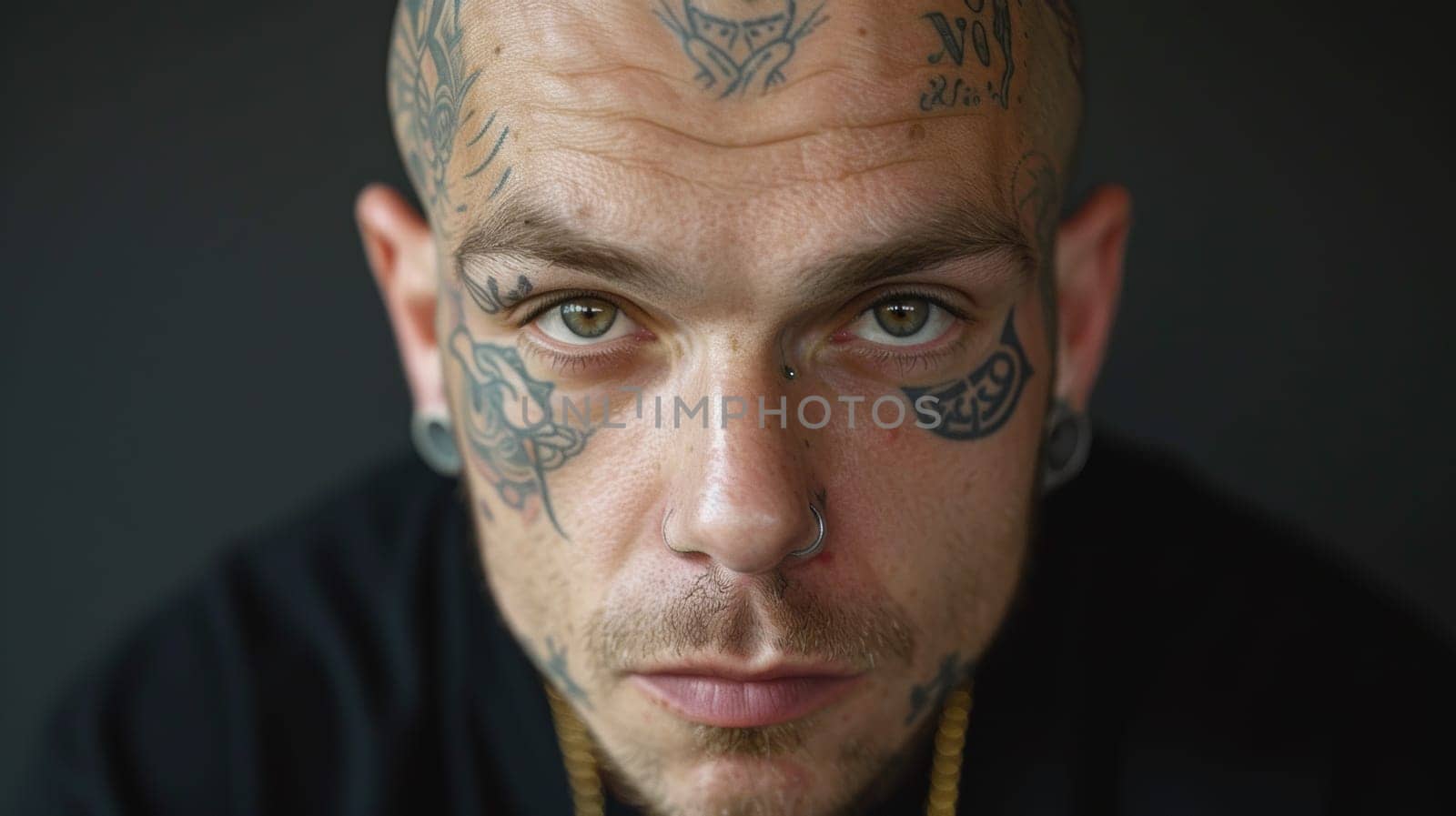 A man with a lot of tattoos on his face and neck
