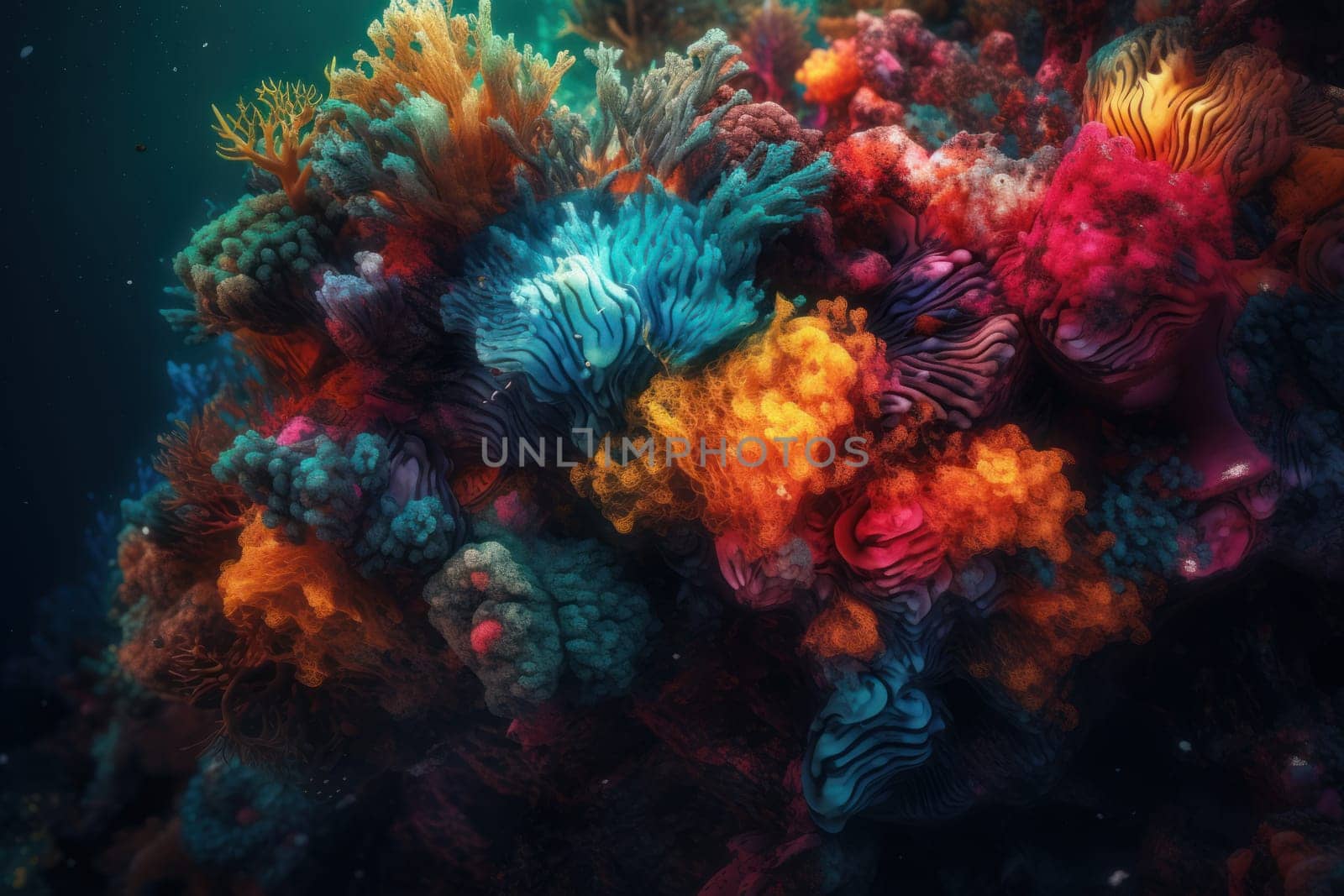 Coral reef closeup colorful. Generate Ai by ylivdesign