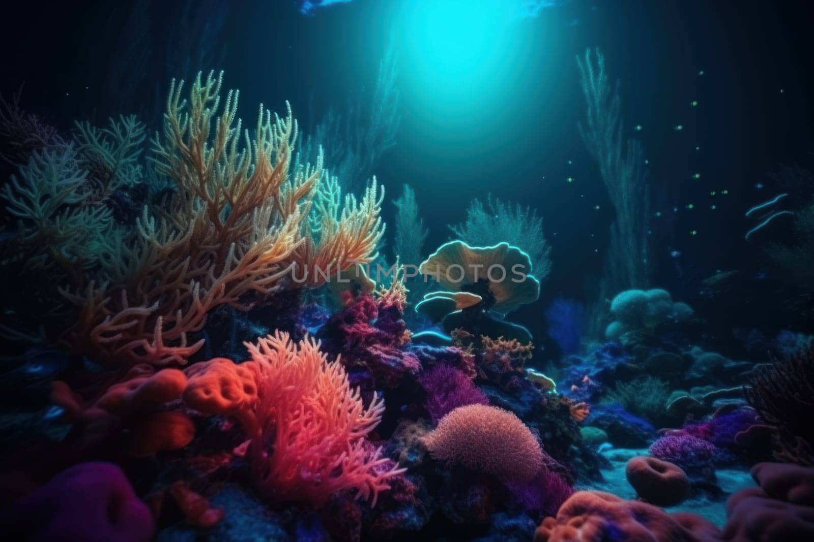 Coral reef closeup underwater. Animal macro. Generate Ai