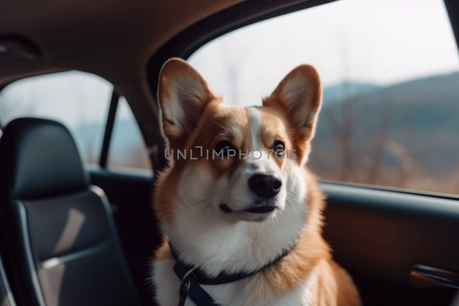 Corgi dog trip. Summer vacation. Generate Ai