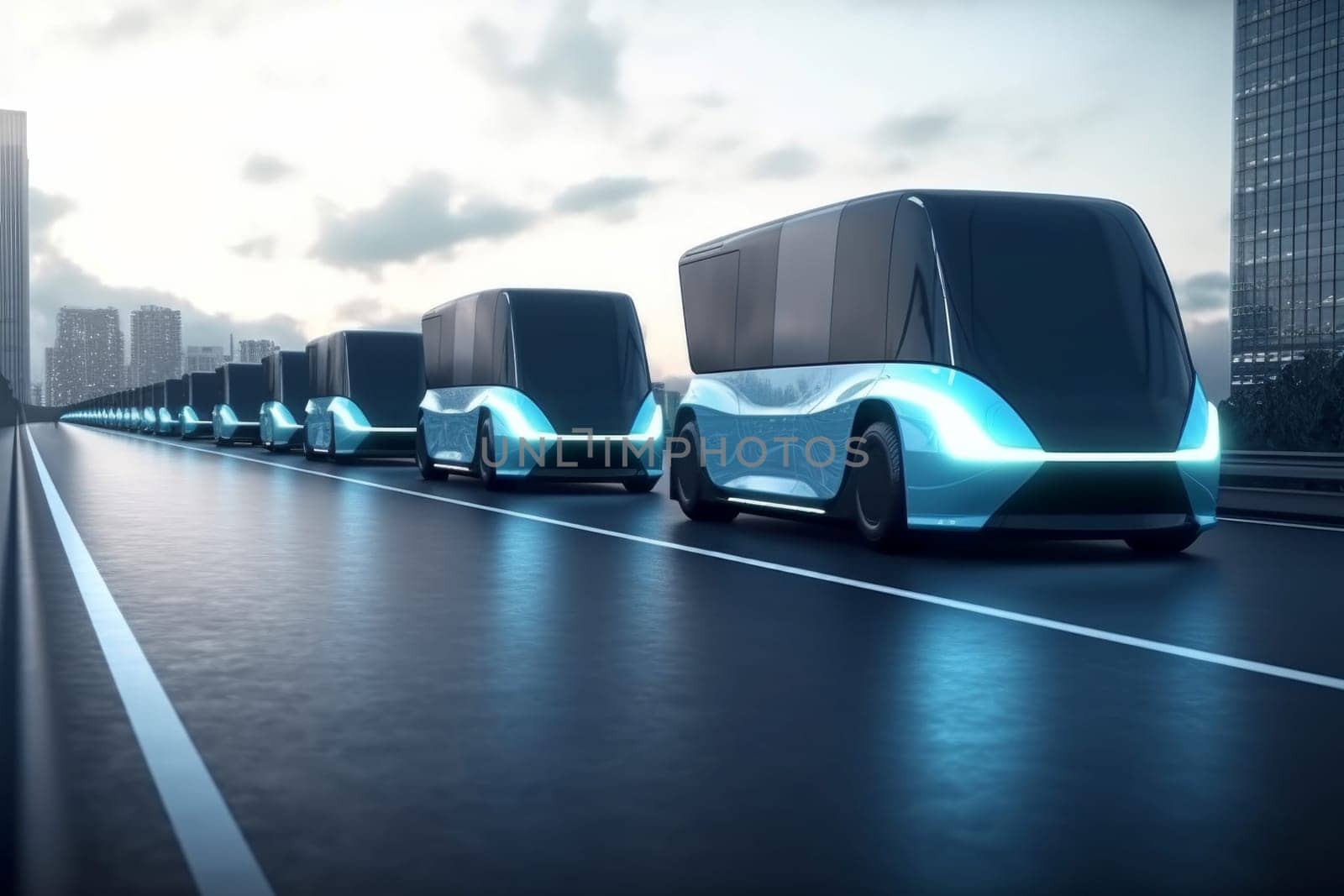 Futuristic neon truck vehicle. Future vehicle. Generate Ai