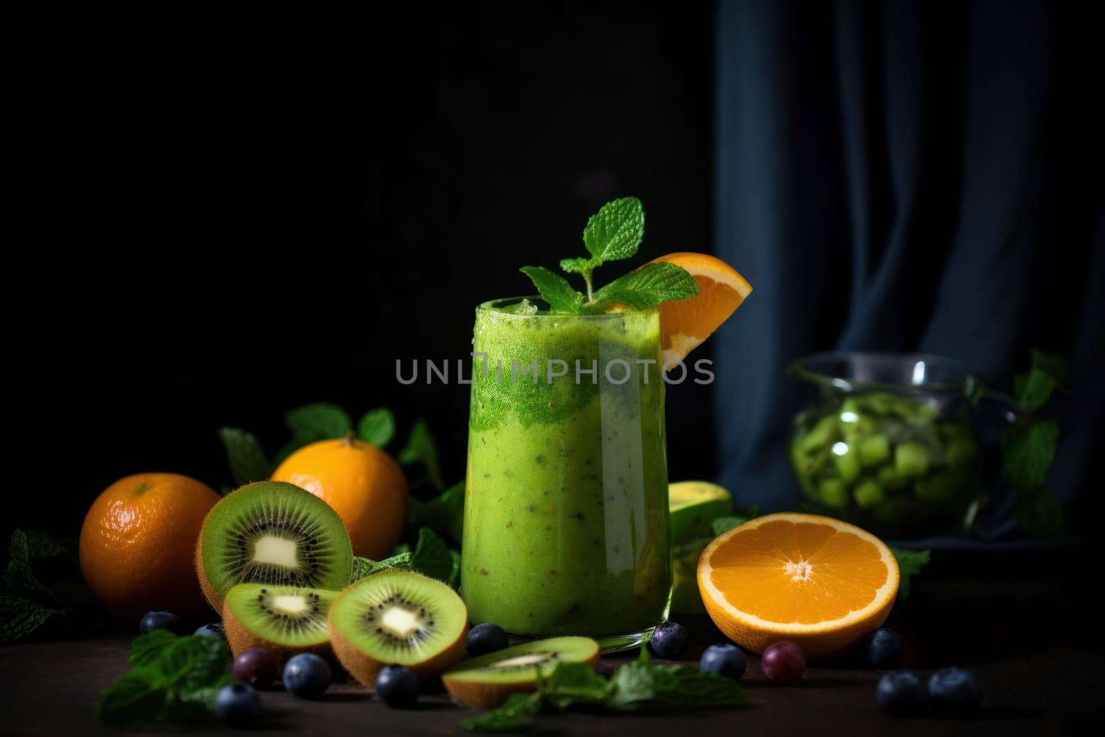 Green smoothie fruits. Food organic. Generate Ai