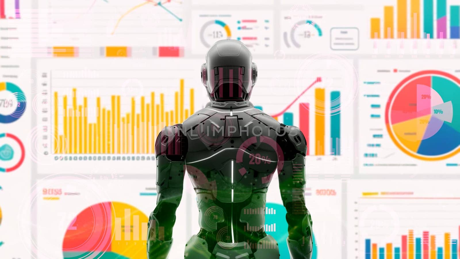 Future robot engineering AI solutions with LISP. A strategic algorithm for marketing robotics automation, LLM tech analysis, and cyber communication. 3D illustration artificial intelligence